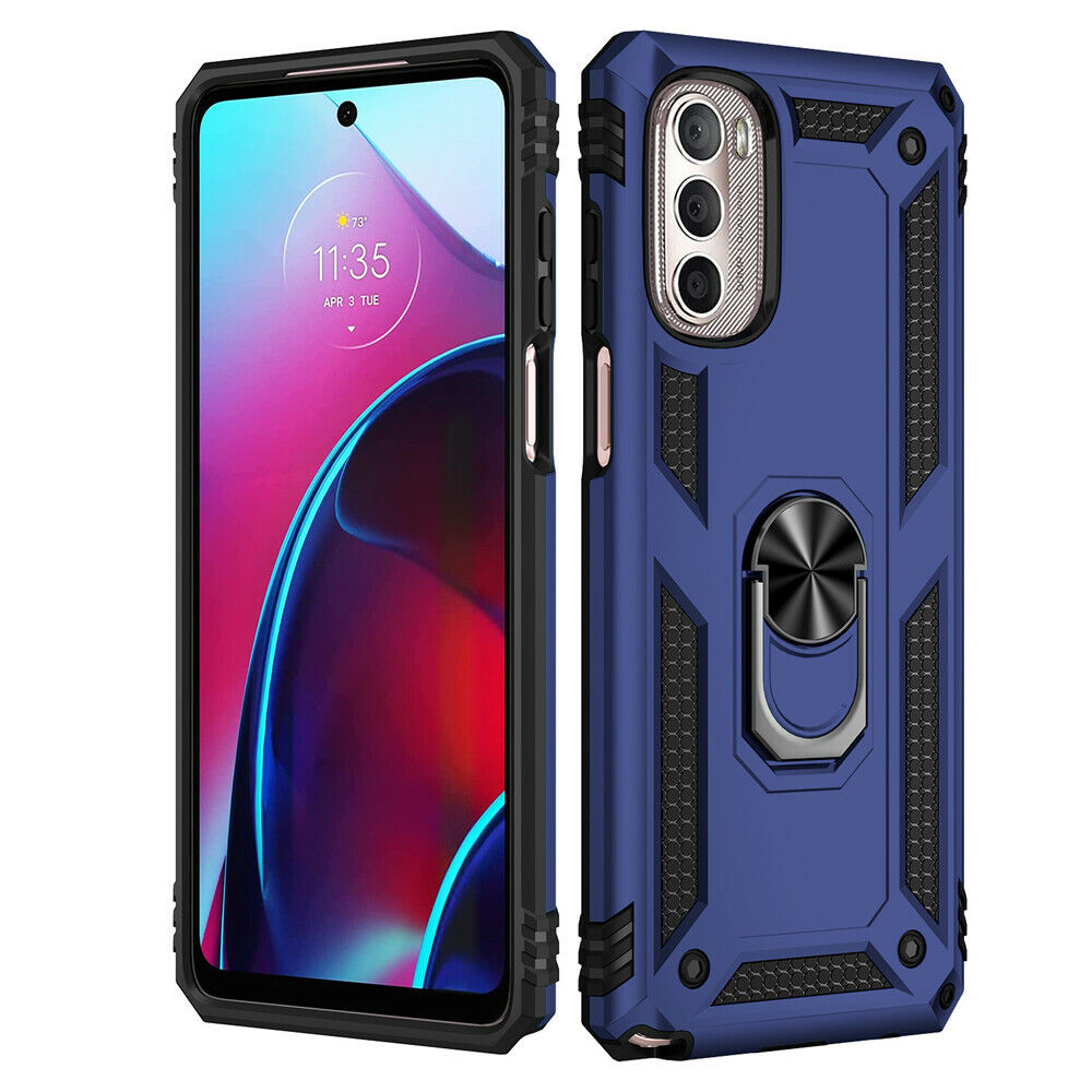 Protectores para celular  para Motorola  MOTO E32 Funda reforzada con anillo v2 Azul